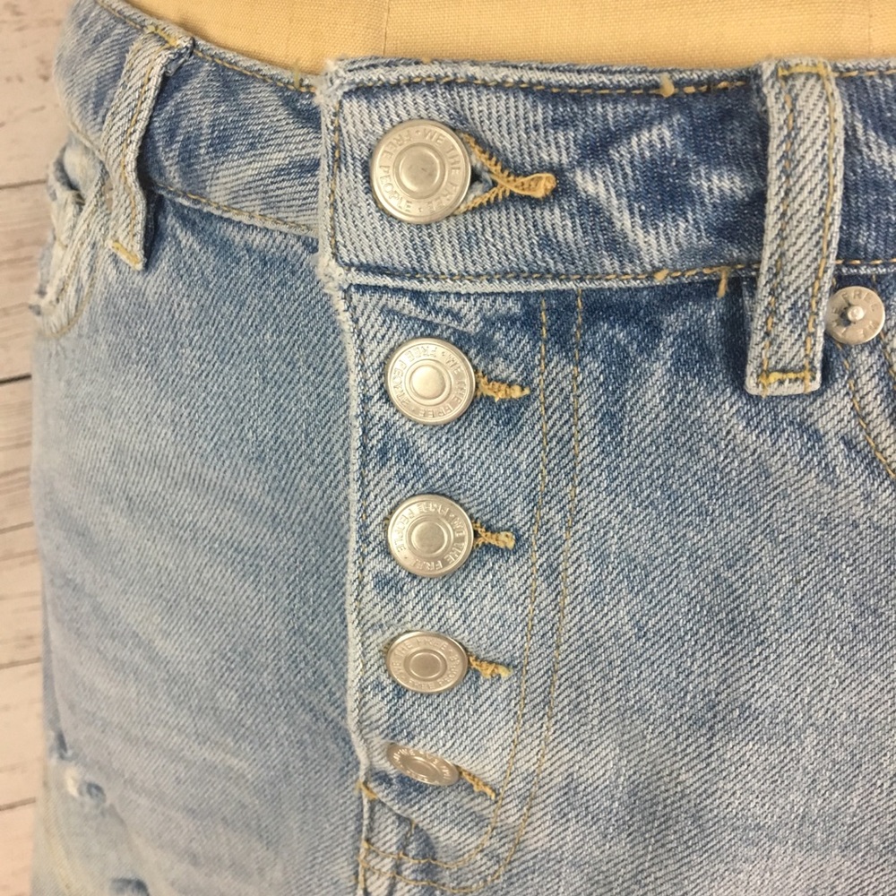 Free People denim front button a line jean skirt - Picture 6 of 8